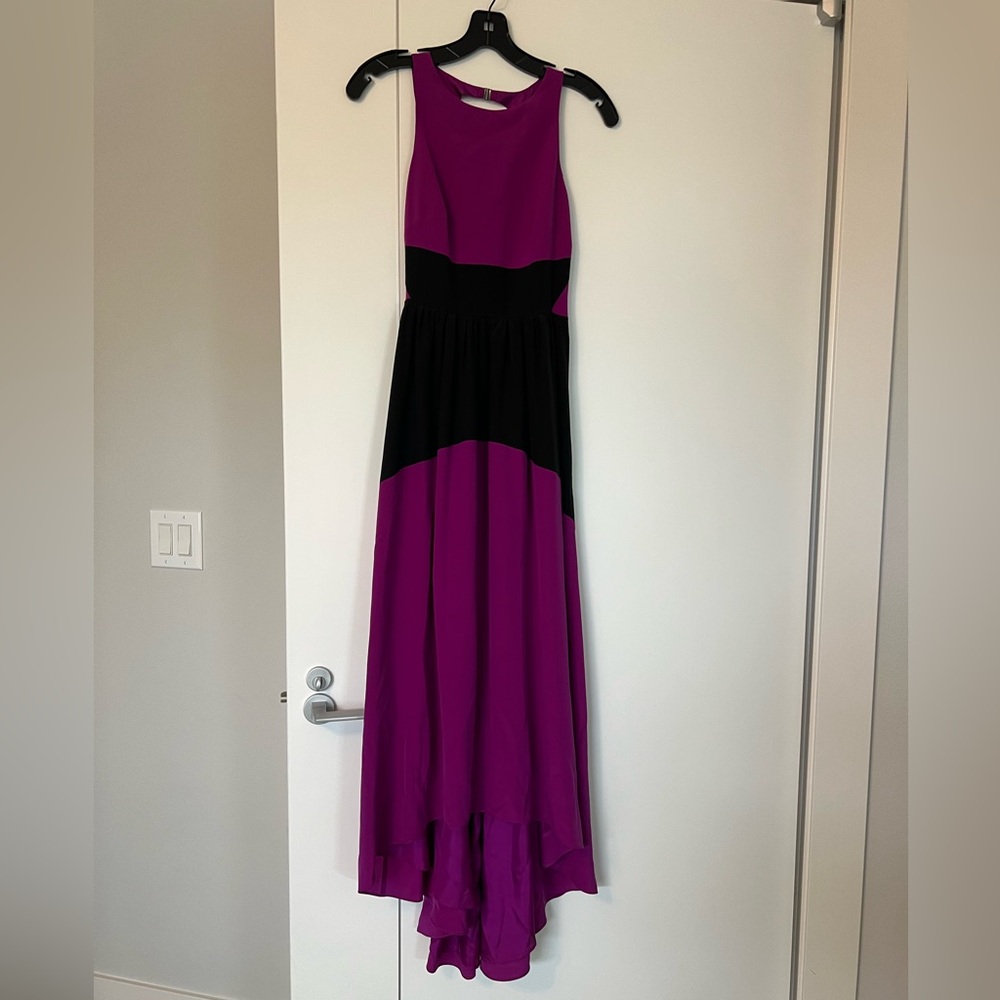 Tibi Matte Silk Color Block Black & Purple Open B… - image 1